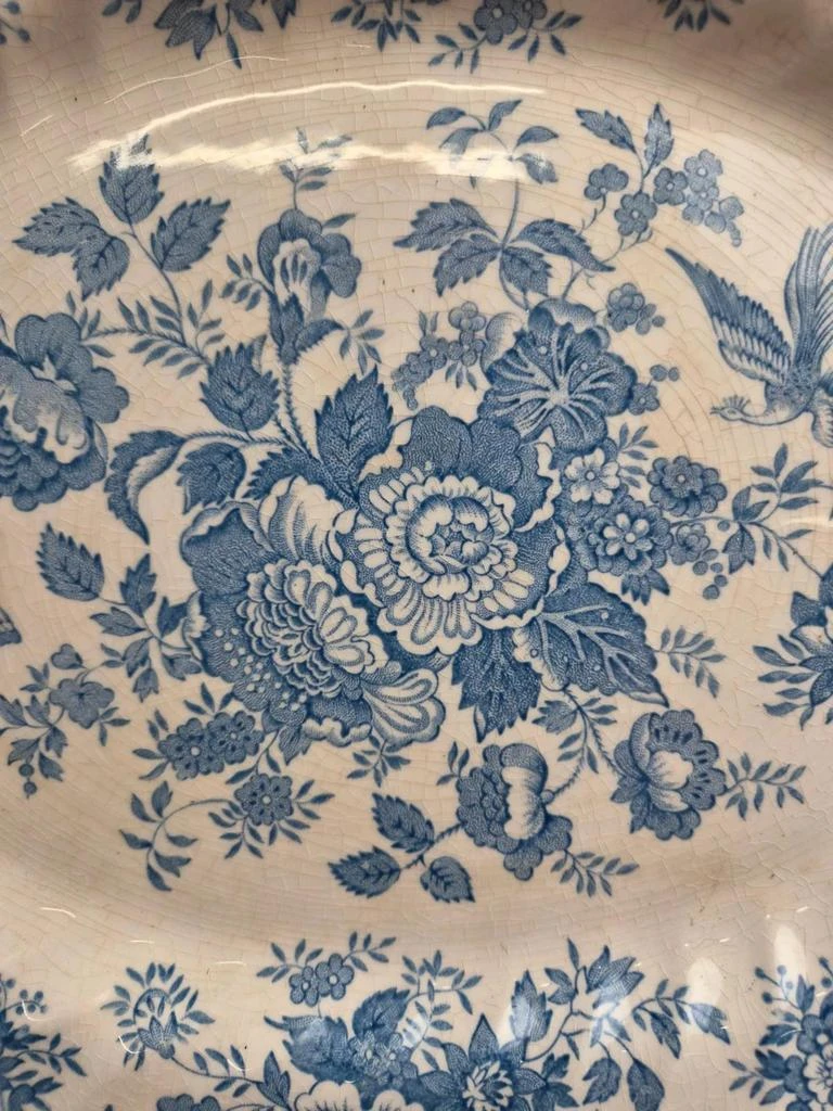 Vintage Myott Meakin oval serving platter – Blue floral and bird decor – 38 cm – photo 4
